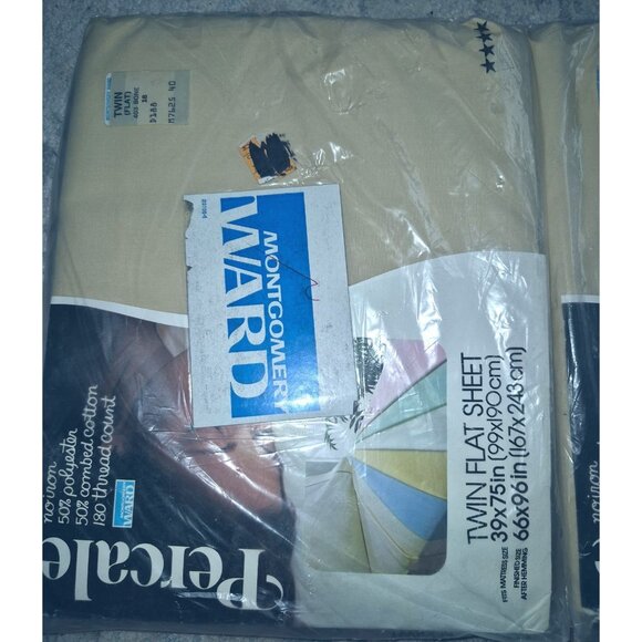 Montgomery Ward Percale Twin Flat Sheets & Room Concepts Fitted Sheet Set 50% Co - Picture 5 of 10